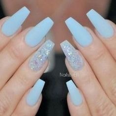 + 26 Light Blue Coffin Nails Glitter 75 Blue Coffin Nails, Coffin Nails Matte, Blue Acrylic Nails, White Nail, Short Acrylic Nails Designs, Prom Nails, Coffin Nails Designs