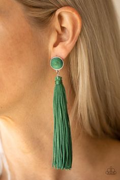 Tightrope Tassel - Green-Paparazzi - Flauless Bling Boutique Marvel Earrings, Green Tassel Earrings, Nickel Free Jewelry, Paparazzi Accessories, Trendy Earrings, Green Earrings, Paparazzi Jewelry, Tassel Fringe, Dream Jewelry