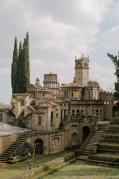 an old building with steps leading up to it