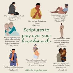 a poster with some words on it that say, pray over your husband and other people