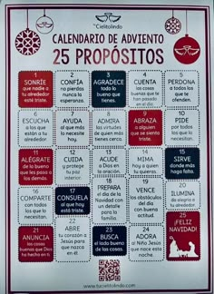 a calendar with spanish words and pictures on the front, including numbers for each month