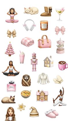 a bunch of different items that are in the shape of a woman's body