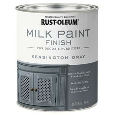 a can of rustoleum milk paint with the words,'finish for decor and furniture