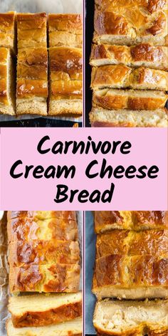 a collage of images showing how to make an easy and delicious cream cheese bread