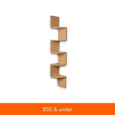 a book shelf with three shelves on each side and the words $ 50 & under below it