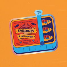 Sardinendose Sticker ★ 9,5cm x 11cm ★ Glänzender holografischer Aufkleber ★ UV- und Wasserbeständig ★ Perfekt für Liebhaber von Fischkonserven Can Of Sardines Drawing, Restaurant Stickers, Sardine Packaging, Sardine Art, Can Of Sardines Illustration, Sardine Tin Illustration, Tin Of Sardines, Sardine Can, Sardine Tin