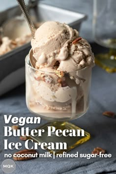 a scoop of vegan butter pecan ice cream