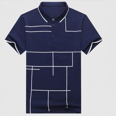 Sleeve Length(cm): Short Style: Casual Type: REGULAR Material: COTTON Feature: Breathable Gender: Men Color Style: Solid Tops Type: Polo Decoration: Button Pattern Type: Solid Fabric: 95% Cotton, 5% Spandex Navy Fitted Polo Shirt For Spring, Mens Plaid, Mens Casual Outfits, Cotton Polo, Plaid Tops, Solid Tops, Mens Polo Shirts, Line Design, Summer Shorts