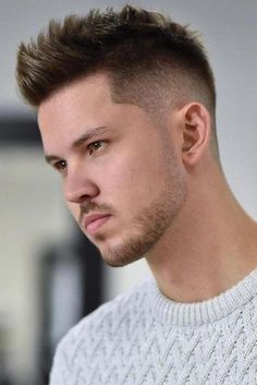 Messy Haircuts For Men, Fohawk Haircut Fade, Mens Quiff, Crew Cut Hair, Tousled Layers, Popular Mens Haircuts, Mens Summer Hairstyles, Couple Tattoos Unique