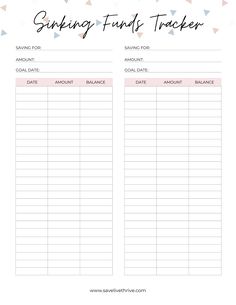 a printable savings tracker with the words saving fund tracker on it