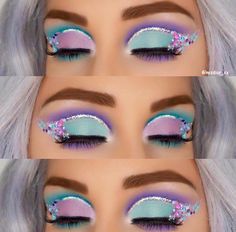 Cotton Candy Makeup, Festival Makeup Glitter, Vibrant Makeup, Candy Makeup, Drag Make-up, Rave Makeup, Circus Costume