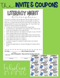 the nite and coupons for library night is shown in green with black text