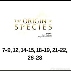 an advertisement for the origin of species, which is written in gold and black on a white background