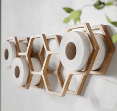 Wooden toilet paper shelf HONEYCOMB - EWART WOODS Nice Toilet, Wooden Toilet Paper Holder, Toilet Paper Holder Shelf, Floating Storage Shelves, Toilet Paper Holder Wall Mount, Toilet Paper Holder Wall, Apartment Dorm, Toilet Paper Storage, Toilet Paper Holders