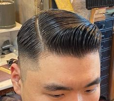 Pomade Hairstyle Men, Brylcreem Hairstyles, Comb Over Fade Haircut, Slicked Hairstyles, Gentleman Haircut, Beard Images, Slicked Hair, Man Bun Hairstyles, Men's Hairstyle