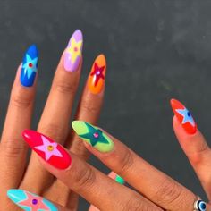 UTAH HAIR & NAILS on Instagram: "colorful stars ⭐️  #utahnailtech #utahsalon #utahnailartideas #summernails #summernailart #starnails" Colourful Star Nails, Summer Star Nail Designs, Neon Star Nails, Star Nails Colorful, Star Nails Multicolor, Colorful Star Nails, Utah Hair, Nail Art Designs Images, Colourful Nails