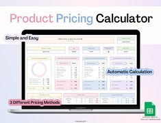 the product pricing calculator is displayed on a laptop