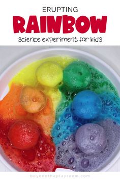 Erupting Rainbow Volcanoes science experiment for kids Activities For Ages 6-10, Expirements For Kids At Home, Infant Science Activities, Easy Experiments For Kindergarten, Pre K Science Experiments, Activities For 5yrs Old, Science Preschool Activities, Science Activity For Preschool, Rainbow Volcano