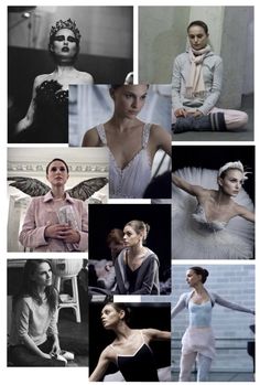 a collage of photos with different women in ballet outfits