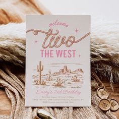 Girl's Western 2nd Birthday Invitation Disney Template Cowgirl 2nd Birthday, Cowgirl Invitations, Wild West Birthday, Baby Birthday Party Theme, Rodeo Birthday Parties, Baby Birthday Themes, Second Birthday Ideas, Western Birthday, Rodeo Birthday