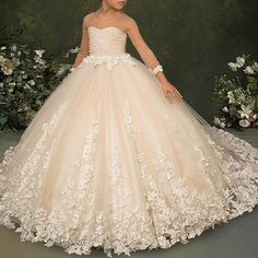 Silhouette:Princess,Ball Gown; Hemline / Train:Sweep / Brush Train; Closure:Covered Button; Fully Lined:No; Category:Flower Girl Dresses; Embellishment:Pure Color,Appliques; Season:Winter,Fall; Fabric:Tulle,Chiffon; Sleeve Length:Long Sleeve; Tips:Professional dry cleaner only,Colors may vary slightly due to different monitor settings; Style:Mini Bridal; Occasion:First Communion; Waistline:Natural; Neckline:Illusion Neck; Brand:LAN TING Express; Listing Date:08/24/2021; Bust:; Hips:; Hollow to F Cute Prom Dress, Cheap Flower Girl Dresses, Formal Wedding Guests, Girls Dresses Online, First Communion Dresses, Princess Ball Gowns, Cute Prom Dresses, Chiffon Long Sleeve, Chiffon Prom Dress