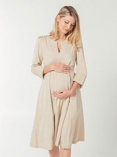 Sarah TENCEL Empire Maternity & Nursing Dress Maternity Workwear, Work Photoshoot, Postpartum Dresses, Maternity Work Clothes, Breastfeeding Dress, Maternity Wardrobe, Dresses For Pregnant Women, Feminine Skirt, Maternity Nursing Dress