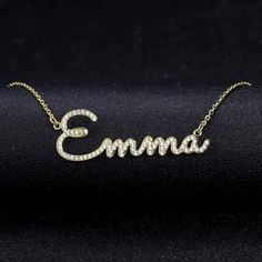 Emma Custom Any Single Name Necklace Beceff High Quality Jewelry Name Necklace Silver, Custom Bling, Bling Necklace, Necklace Stone, Nameplate Necklace, Unisex Necklace, Name Jewelry, Custom Name Necklace, Necklace Personalized