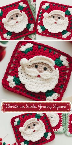 Free crochet pattern for a Santa Granny Square – perfect for Christmas blankets – click to get the pattern. Crochet Christmas Granny Square Blanket, Christmas Granny Square Crochet Blanket, Christmas Crochet Squares, Christmas Granny Square Blanket, Crochet Christmas Granny Square, Beginner Granny Square Crochet, Crocheted Blanket Patterns, Christmas Granny Square, Crochet Baby Projects