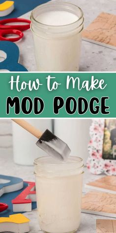 how to make mod podge in a jar with a spatula and paper cutting tools