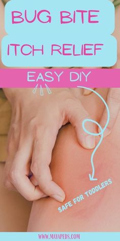 a woman holding her stomach with the words bug bite itch relief easy diy