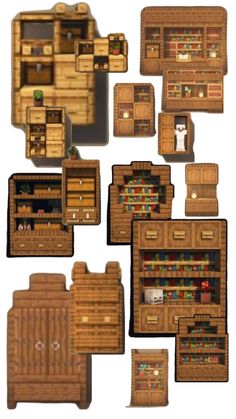 several pieces of furniture made out of wood