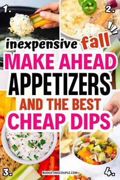 an image of make ahead appetizers and the best cheap dips