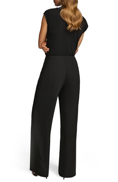 Effortlessly elevate your on-the-clock style with these streamlined flat-front pants in a wide-leg silhouette. 100% polyester Hand wash, dry flat Imported Sleek Black Wide-leg Pantsuit, Sleek Wide Leg Pants In Solid Color, Black 4-way Stretch Wide Leg Pants For Work, Sleek Solid Color Wide-leg Pants, Black High-waisted Wide Leg Pants With 4-way Stretch, Sleek Solid Color 4-way Stretch Pants, Casual Wide Leg Evening Dress Pants, Wide Leg Solid Color Pantsuit For Night Out, Wide Leg Pantsuit For Night Out