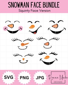 the snowman face bundle is shown in pink and white, with different facial expressions