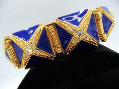 Hutton Wilkinson Cobalt Enamel Jeweled Gold Tone Maltese Cross - Etsy Hutton Wilkinson, Crown Symbol, Rare Jewelry, Gold Baroque, Maltese Cross, Metal Panels