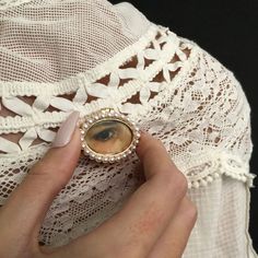 In 1785, when Maria Anne Fitzherbert opened a love letter from her admirer, Prince George of Wales, she wasn’t expecting to find an eye, gazing intently back at her. Eye miniatures, also known as lover’s eyes, cropped up across Britain around 1785 and were en vogue for shorter than half a century. We recreated this historical treasure... but of course you can add your own image which need not only be an eye but certainly is more fun when it is. Eye Gazing, Lovers Eyes, A Love Letter, Season Of The Witch, Eye Pins, Prince George, Prince Of Wales, Love Letter, Eye Jewelry