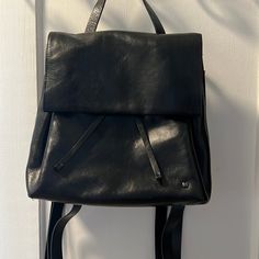 Bnwot Halston Heritage Black Leather Backpack Beautiful! Modern Soft Leather Backpack For Errands, Chic Rectangular Backpack With Leather Backing, Chic Rectangular Soft Leather Backpack, Chic Backpack With Leather Backing For On-the-go, Chic Backpack With Leather Backing, Chic Leather-backed Backpack For Errands, Classic Black Leather Backpack For Errands, Modern Black Leather Backpack For Everyday, Modern Rectangular Leather Backpack For Errands