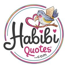 the logo for habbi quotes com with a bird on a branch holding a heart