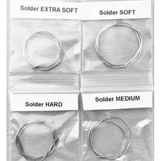 four different types of solder wire are shown in the package for each individual item