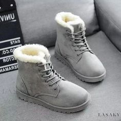 Lasaky - Fuzzy Winter Boots with Adjustable Straps and Insulation Warm Winter Boots, Lace Flats, Warm Shoes, Jeans Casual, Snow Boots Women, Tallinn, Winter Snow Boots, Martin Boots, Winter Boots Women