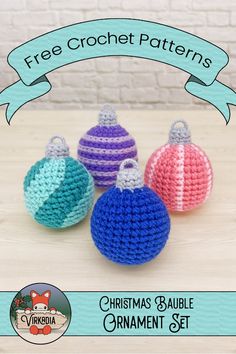 FREE crochet patterns available NOW! |🔵 Crochet Christmas Bauble Ornament Set 🔵| The excited rush towards a waiting pile of presents, the soft holiday music floating in from another room, and the bustling warmth of a home filled with long-missed loved ones — add the perfect homemade touch to any winter decor with this free crochet pattern! Christmas Bauble, Crochet Christmas, Set Free, Free Crochet Patterns, Ornament Set, Free Crochet Pattern, Free Crochet, Crochet Pattern