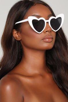 Appreciate The Heart Sunglasses - White Elegant Sunglasses, Round Lens Sunglasses, Fake Glasses, Heart Shaped Glasses, Cute Sunglasses, White Sunglasses, Shaped Sunglasses, نظارات شمسية, Cute Glasses