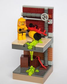 a lego fire station is shown on a white background