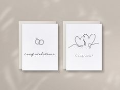 two greeting cards with the words congratulations written on them