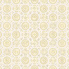 a white and yellow wallpaper with circular designs