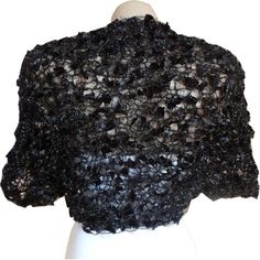 Knit Black Bolero Shrug Sleeves Wedding Bolero  by MilenaCh