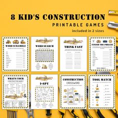 construction themed printable games for kids