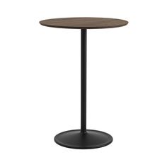 a round table with a black base on an isolated white background for use in any room