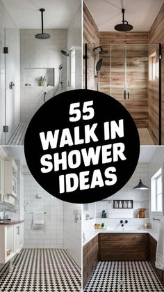 five different pictures with the words 5 walk in shower ideas