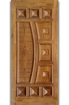 a wooden door with geometric designs on the front and side panels, made out of wood